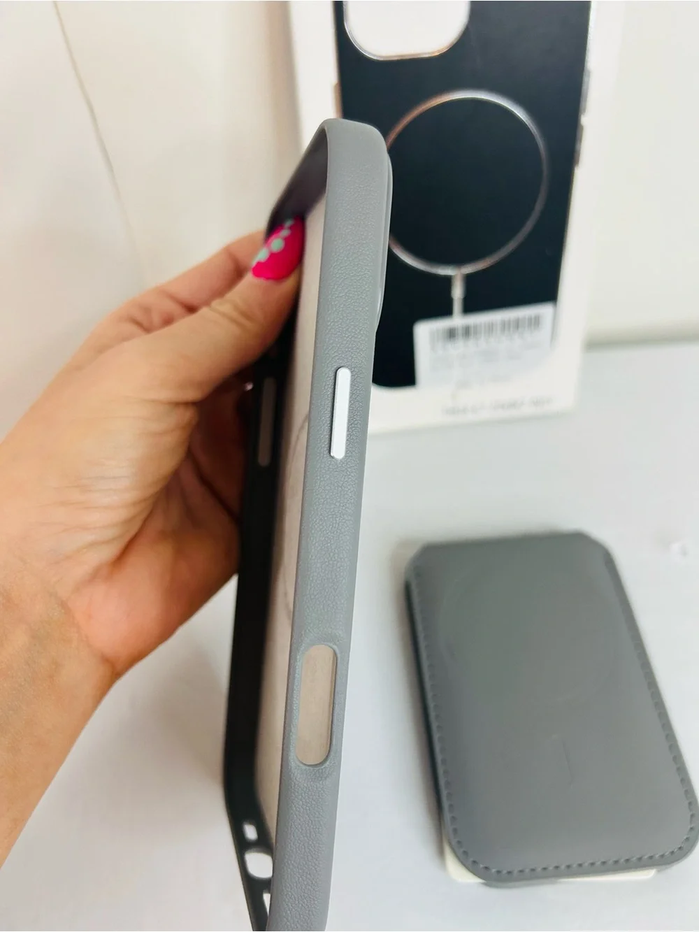 Gray RFID Blocking Magnetic Wallet & Phone Case for IPhone 16